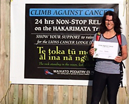 Maz from Waikato Podiatry after completing the climb against cancer