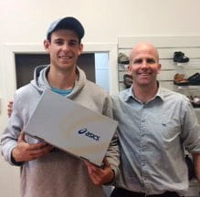 Cricketer Zac Gibson with podiatrist Andrew Jones of Waikato Podiatry