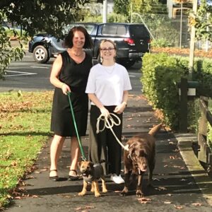 Jess and Mel from Waikato Podiatry walking Billy and Louie