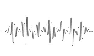 Sound wave shape with different amplitude. Continuous one line drawing. Vector illustration.